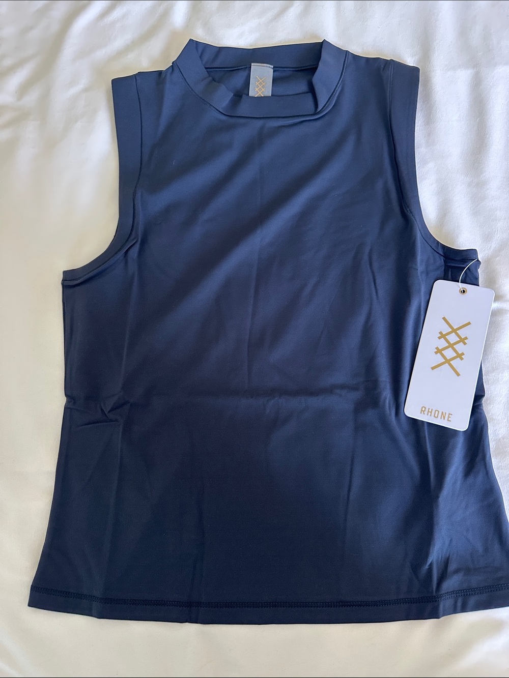 RHONE Sleeveless Mock Neck Tank Top - Navy